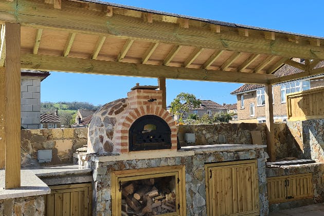 Roof over pizza oven in Bath